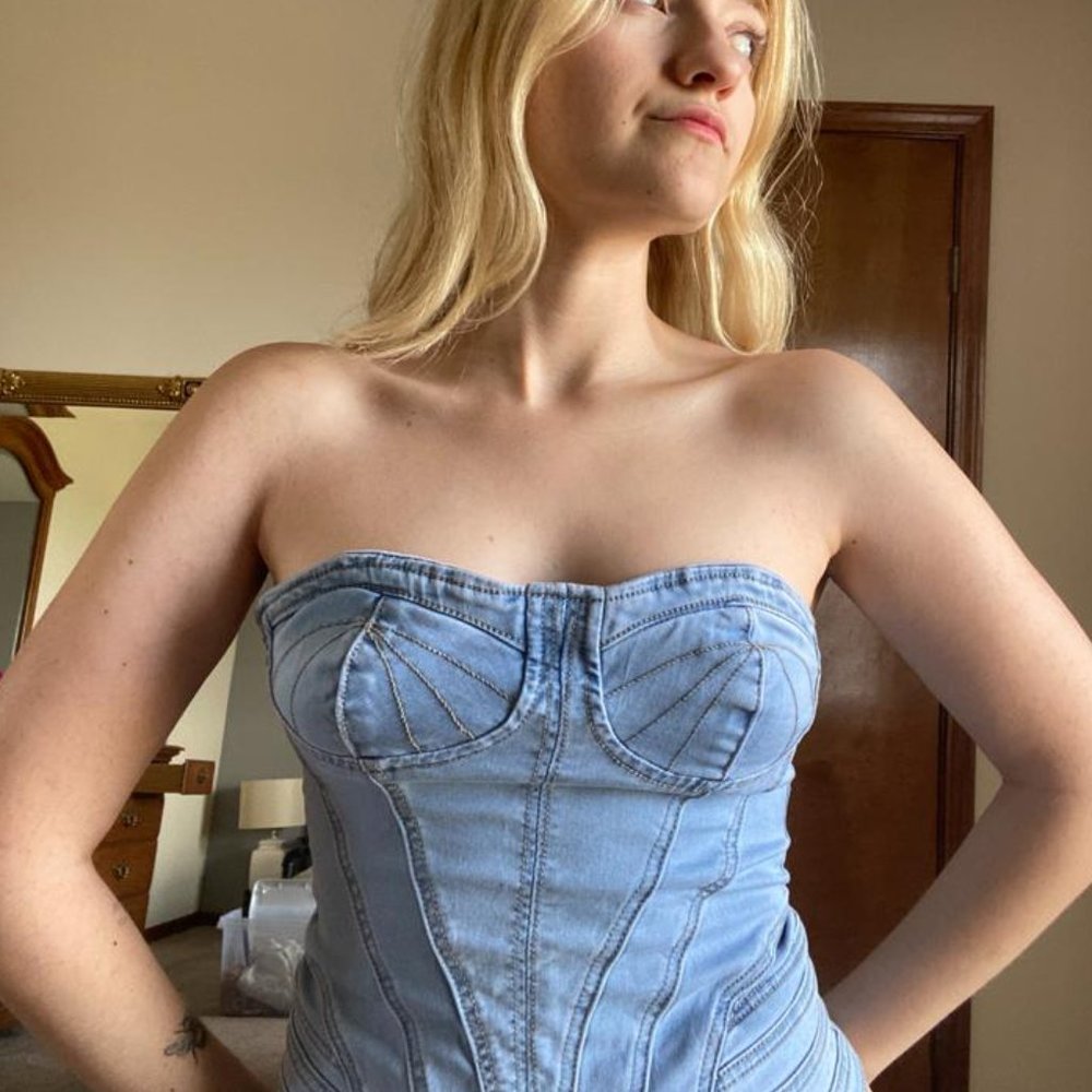 Strapless Denim Corset Top